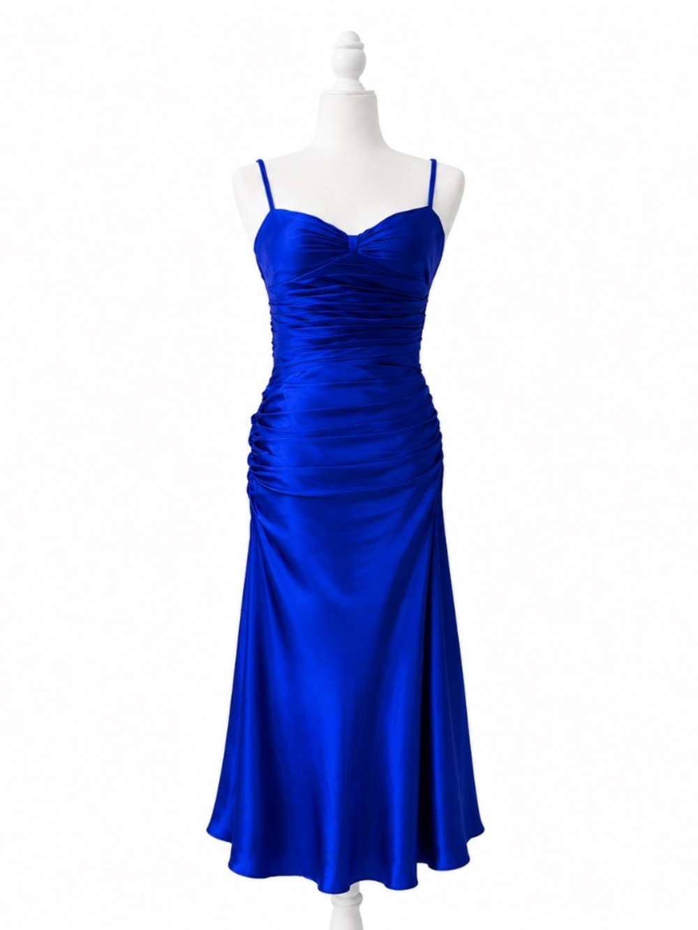 Royal Blue Satin Look Midi Dress For Size XS, Party, Prom